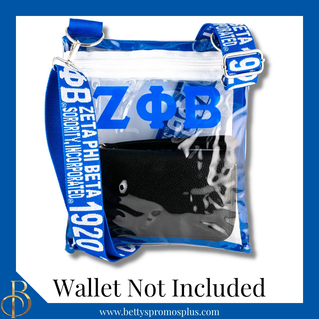 Zeta Phi Beta ΖΦΒ Cross Body Clear Stadium Bag-Zeta Phi Beta Paraphernalia-Zeta Phi Beta Stadium Bag-Betty's Promos Plus