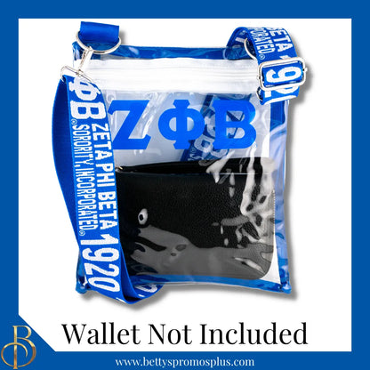 Zeta Phi Beta ΖΦΒ Cross Body Clear Stadium Bag-Zeta Phi Beta Paraphernalia-Zeta Phi Beta Stadium Bag-Betty's Promos Plus