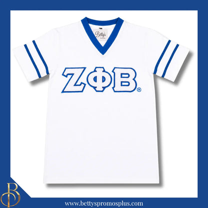 Zeta Phi Beta ΖΦΒ Double Stitched Appliqué Embroidered Jersey T-Shirt-White-Small-Zeta Phi Beta Paraphernalia-Zeta Phi Beta T-Shirts-Betty's Promos Plus