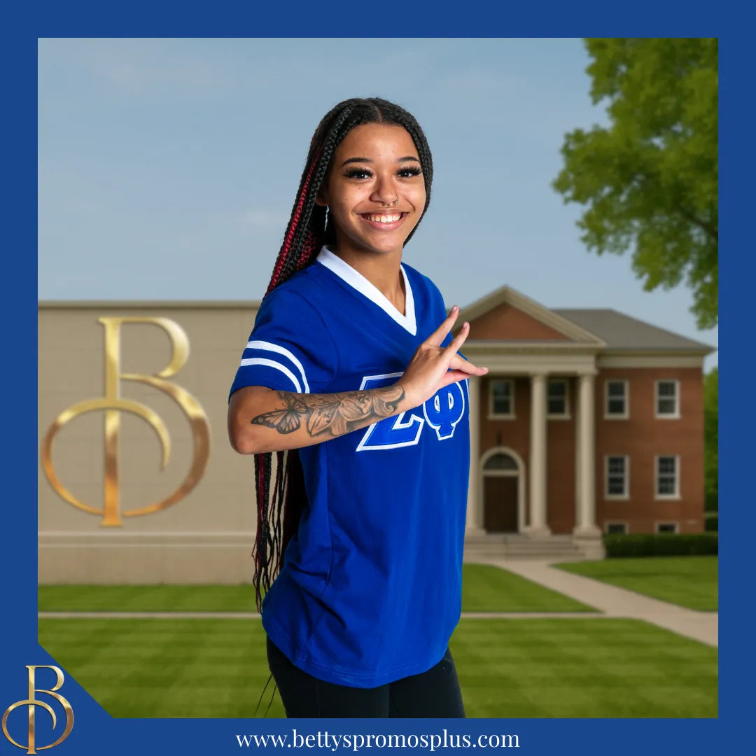 Zeta Phi Beta ΖΦΒ Double Stitched Appliqué Embroidered Jersey T-Shirt-Zeta Phi Beta Paraphernalia-Zeta Phi Beta T-Shirts-Betty's Promos Plus