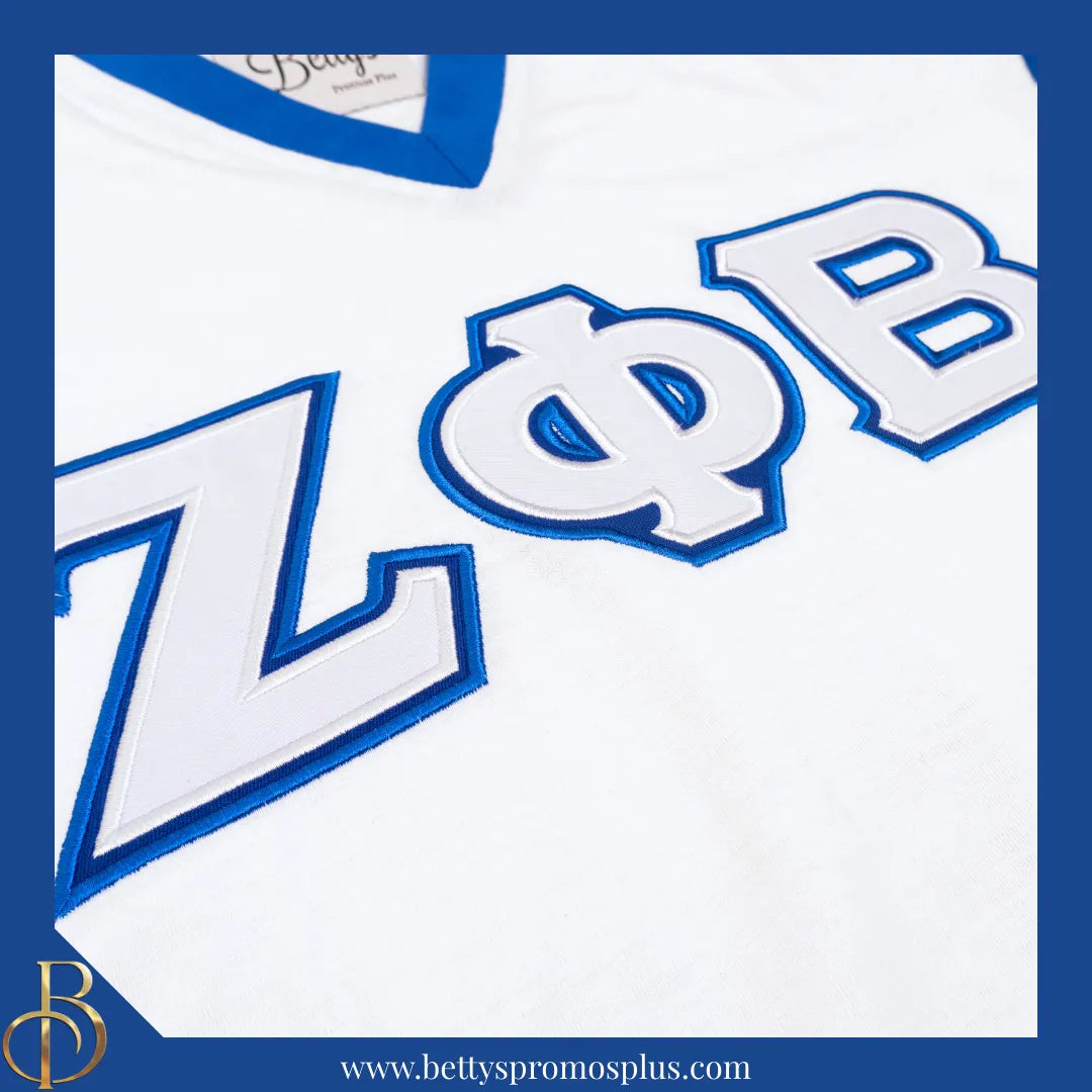 Zeta Phi Beta ΖΦΒ Double Stitched Appliqué Embroidered Jersey T-Shirt-Zeta Phi Beta Paraphernalia-Zeta Phi Beta T-Shirts-Betty's Promos Plus