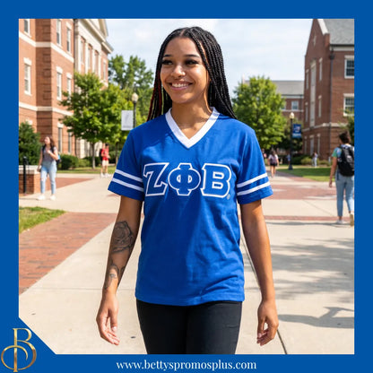 Zeta Phi Beta ΖΦΒ Double Stitched Appliqué Embroidered Jersey T-Shirt-Zeta Phi Beta Paraphernalia-Zeta Phi Beta T-Shirts-Betty's Promos Plus