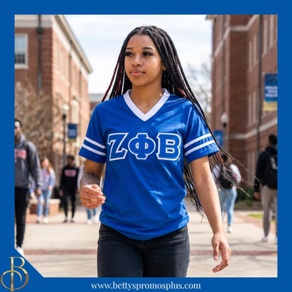 Zeta Phi Beta ΖΦΒ Double Stitched Appliqué Embroidered Jersey T-Shirt-Zeta Phi Beta Paraphernalia-Zeta Phi Beta T-Shirts-Betty's Promos Plus