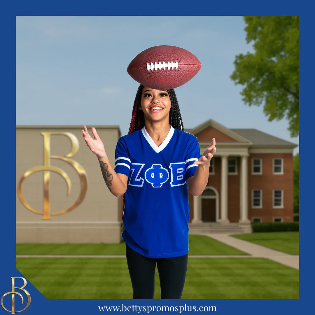 Zeta Phi Beta ΖΦΒ Double Stitched Appliqué Embroidered Jersey T-Shirt-Zeta Phi Beta Paraphernalia-Zeta Phi Beta T-Shirts-Betty's Promos Plus