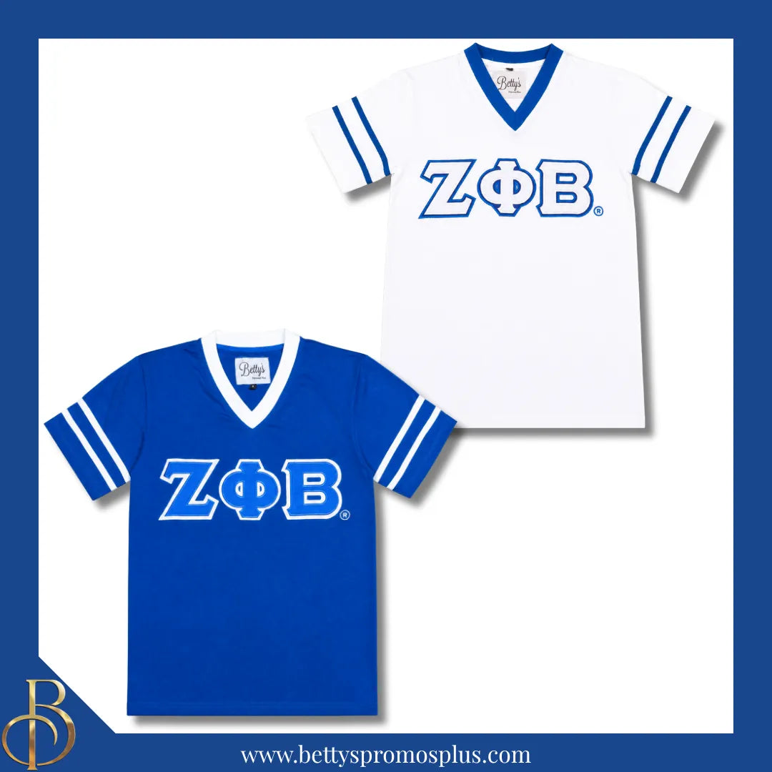 Zeta Phi Beta ΖΦΒ Double Stitched Appliqué Embroidered Jersey T-Shirt-Zeta Phi Beta Paraphernalia-Zeta Phi Beta T-Shirts-Betty's Promos Plus