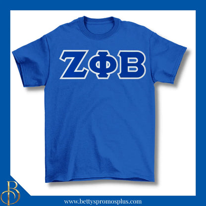 Zeta Phi Beta ΖΦΒ Double Stitched Appliqué Embroidered Line T-Shirt-Blue-Small-Zeta Phi Beta Paraphernalia-Zeta Phi Beta T-Shirts-Betty's Promos Plus