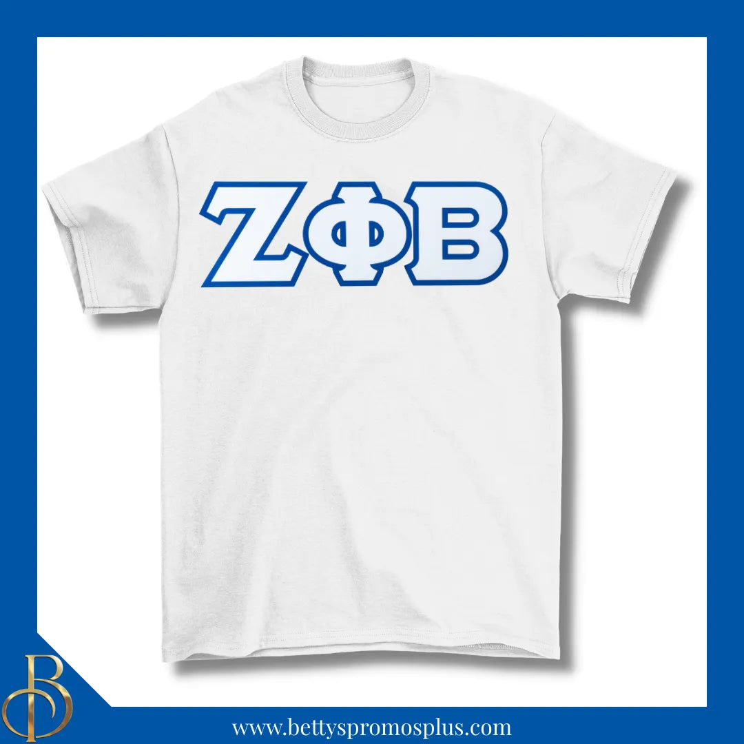 Zeta Phi Beta ΖΦΒ Double Stitched Appliqué Embroidered Line T-Shirt-White-Small-Zeta Phi Beta Paraphernalia-Zeta Phi Beta T-Shirts-Betty's Promos Plus