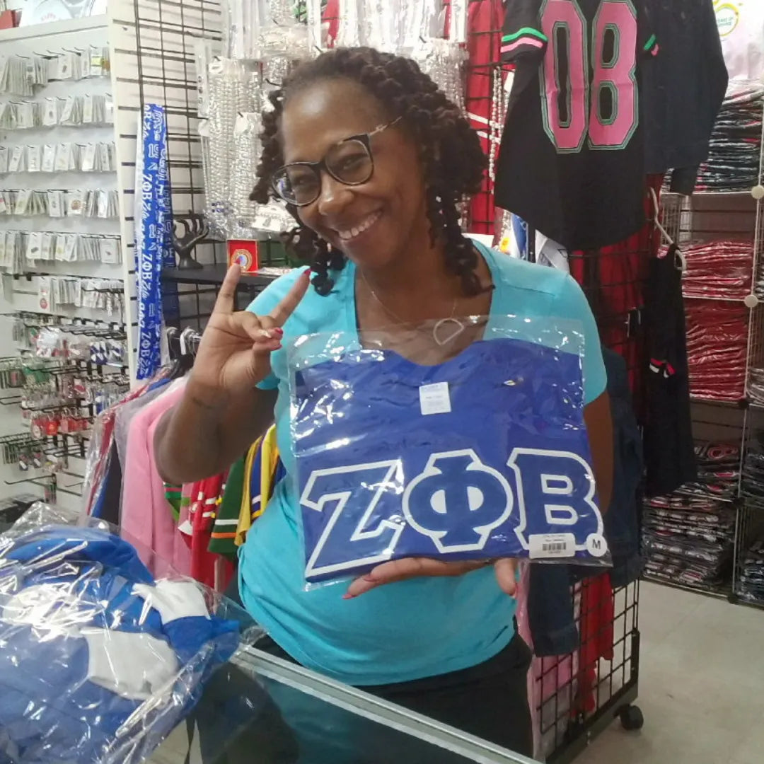 Zeta Phi Beta ΖΦΒ Double Stitched Appliqué Embroidered Line T-Shirt-Zeta Phi Beta Paraphernalia-Zeta Phi Beta T-Shirts-Betty's Promos Plus