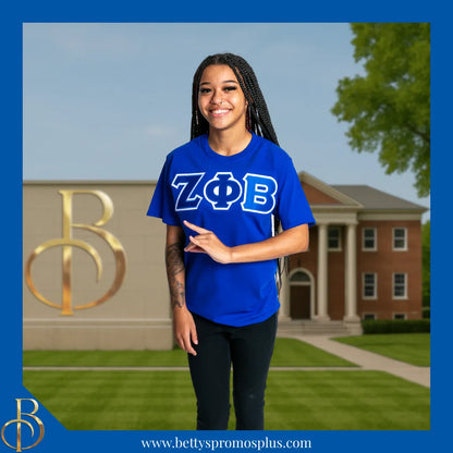 Zeta Phi Beta ΖΦΒ Double Stitched Appliqué Embroidered Line T-Shirt-Zeta Phi Beta Paraphernalia-Zeta Phi Beta T-Shirts-Betty's Promos Plus