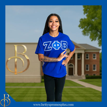 Zeta Phi Beta ΖΦΒ Double Stitched Appliqué Embroidered Line T-Shirt-Zeta Phi Beta Paraphernalia-Zeta Phi Beta T-Shirts-Betty's Promos Plus