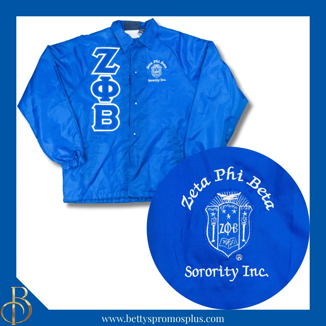 Zeta Phi Beta Greek Letter Double-Stitched Embroidered Windbreaker Zeta Phi Beta Greek Letter Double-Stitched Embroidered Windbreaker