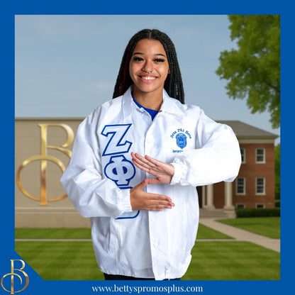 Zeta Phi Beta ΖΦΒ Double-Stitched Embroidered Windbreaker Line Jacket-Zeta Phi Beta Paraphernalia-Zeta Phi Beta Line Jacket-Betty's Promos Plus