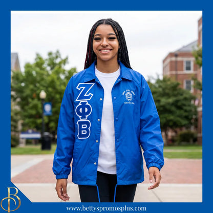 Zeta Phi Beta ΖΦΒ Double-Stitched Embroidered Windbreaker Line Jacket-Zeta Phi Beta Paraphernalia-Zeta Phi Beta Line Jacket-Betty's Promos Plus
