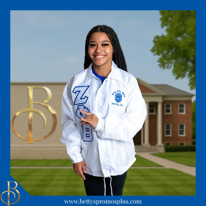 Zeta Phi Beta ΖΦΒ Double-Stitched Embroidered Windbreaker Line Jacket-Zeta Phi Beta Paraphernalia-Zeta Phi Beta Line Jacket-Betty's Promos Plus