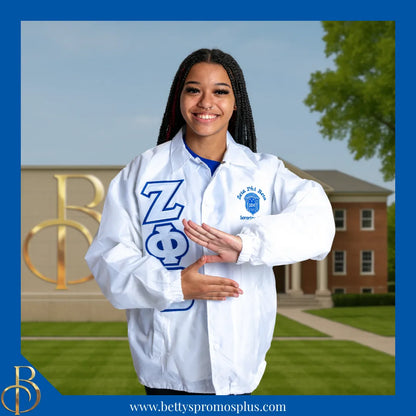 Zeta Phi Beta ΖΦΒ Double-Stitched Embroidered Windbreaker Line Jacket-Zeta Phi Beta Paraphernalia-Zeta Phi Beta Line Jacket-Betty's Promos Plus