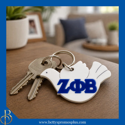 Zeta Phi Beta ΖΦΒ Dove Acrylic Keychain-Zeta Phi Beta Paraphernalia-Zeta Phi Beta Keychain-Betty's Promos Plus