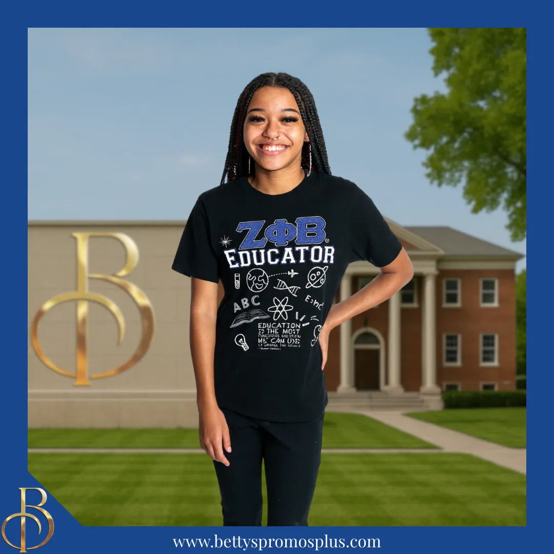 Zeta Phi Beta ΖΦΒ Educator Screen Printed T-Shirt-Zeta Phi Beta Paraphernalia-Zeta Phi Beta T-Shirts-Betty's Promos Plus