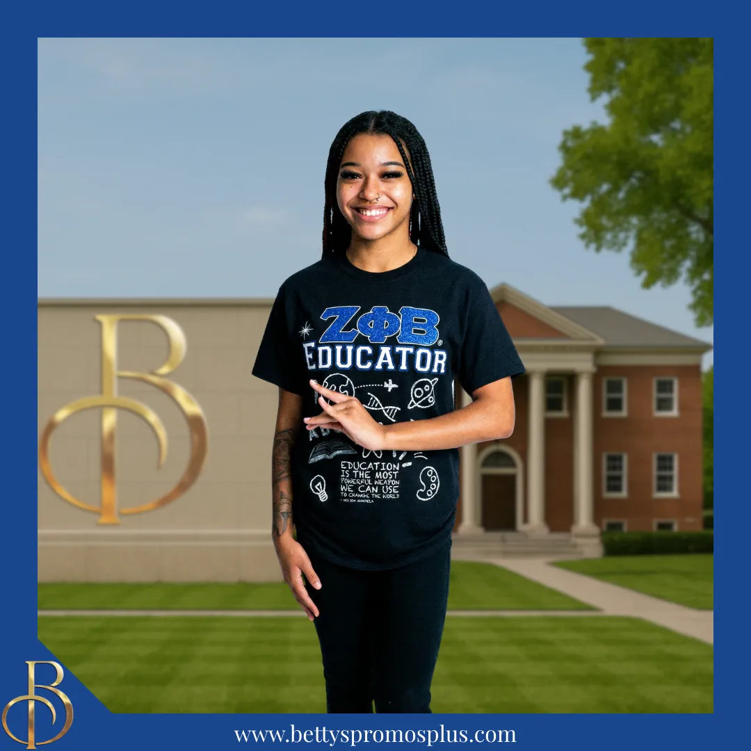 Zeta Phi Beta ΖΦΒ Educator Screen Printed T-Shirt-Zeta Phi Beta Paraphernalia-Zeta Phi Beta T-Shirts-Betty's Promos Plus