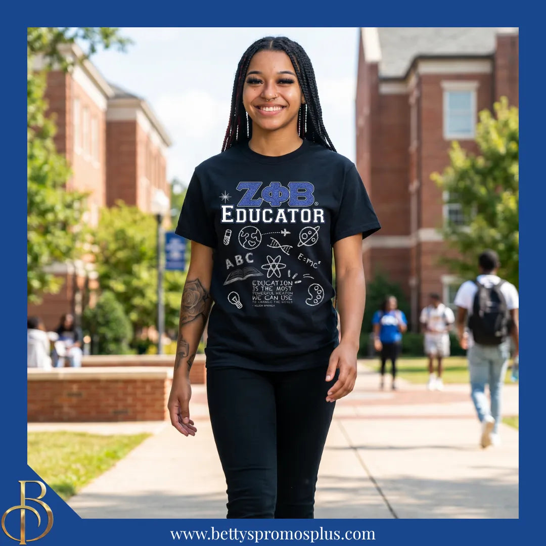 Zeta Phi Beta ΖΦΒ Educator Screen Printed T-Shirt-Zeta Phi Beta Paraphernalia-Zeta Phi Beta T-Shirts-Betty's Promos Plus