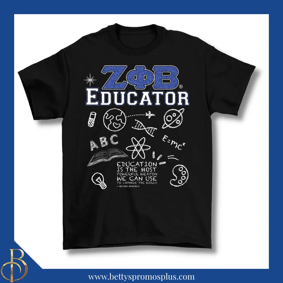 Zeta Phi Beta ΖΦΒ Educator Screen Printed T-Shirt-Zeta Phi Beta Paraphernalia-Zeta Phi Beta T-Shirts-Betty's Promos Plus