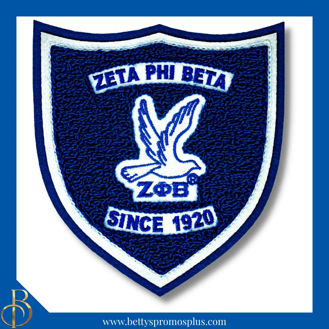 Zeta Phi Beta ΖΦΒ Embroidered Crest Chenille Patch-Blue-Zeta Phi Beta Paraphernalia-Zeta Phi Beta Patch-Betty's Promos Plus