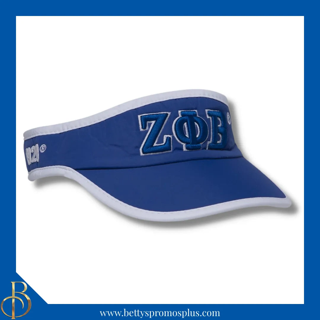 Zeta Phi Beta ΖΦΒ Embroidered Greek Letter Featherlight Moisture Wicking Visor-Blue-Zeta Phi Beta Paraphernalia-Zeta Phi Beta Visor-Betty's Promos Plus