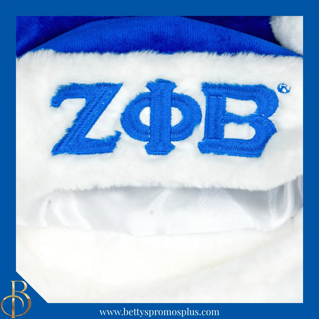 Zeta Phi Beta ΖΦΒ Embroidered Greek Letters Deluxe Santa Hat-Zeta Phi Beta Paraphernalia-Zeta Phi Beta Hats-Betty's Promos Plus