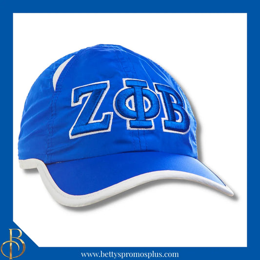 Zeta Phi Beta ΖΦΒ Embroidered Greek Letters Featherlight Moisture Wicking Hat-Blue-Zeta Phi Beta Paraphernalia-Zeta Phi Beta Hats-Betty's Promos Plus