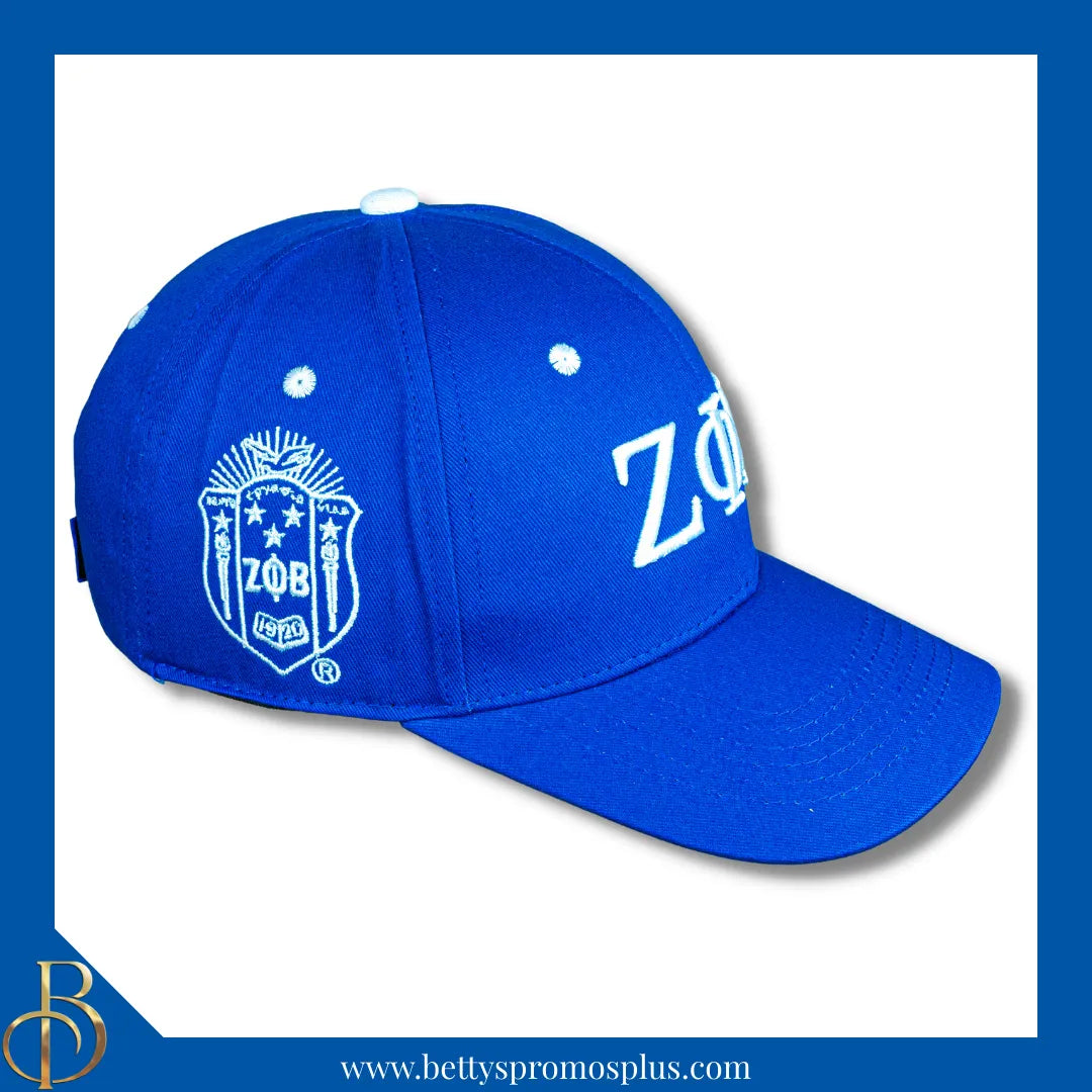 Zeta Phi Beta ΖΦΒ Embroidered Shield Baseball Cap-Blue-Zeta Phi Beta Paraphernalia-Zeta Phi Beta Hats-Betty's Promos Plus