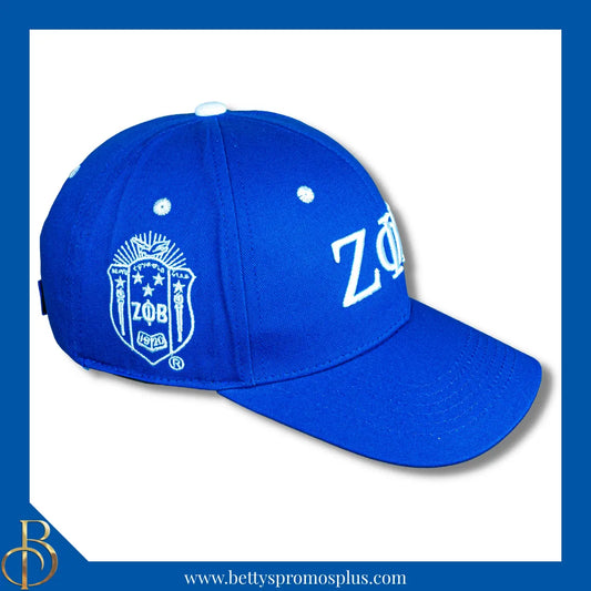 Zeta Phi Beta ΖΦΒ Embroidered Shield Baseball Cap-Blue-Zeta Phi Beta Paraphernalia-Zeta Phi Beta Hats-Betty's Promos Plus