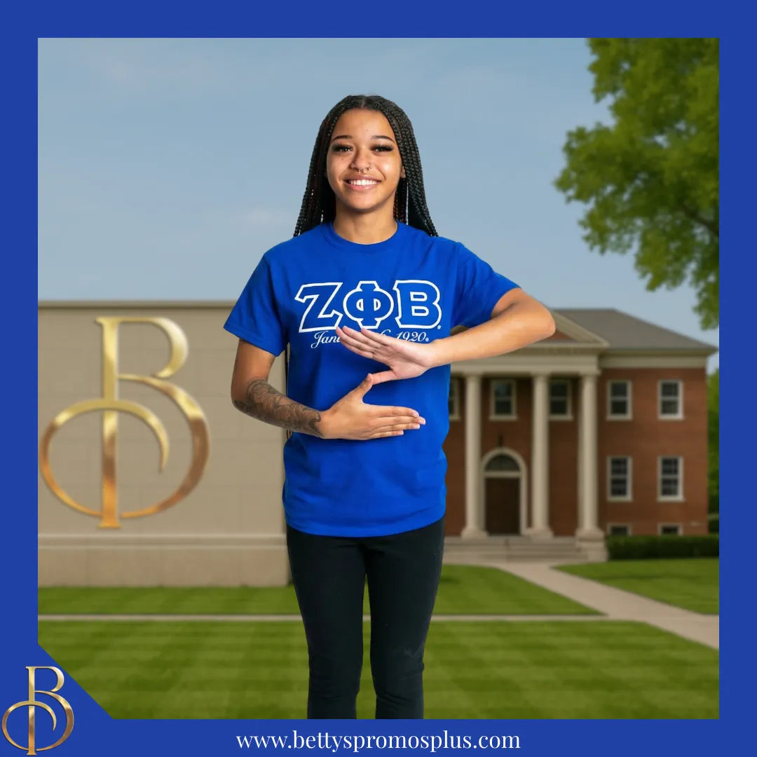 Zeta Phi Beta ΖΦΒ Founding Date Screen Printed T-Shirt-Zeta Phi Beta Paraphernalia-Zeta Phi Beta T-Shirts-Betty's Promos Plus