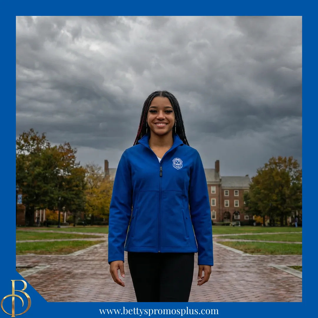 Zeta Phi Beta ΖΦΒ Full-Zip Water Resistant Rain Jacket with Embroidered Shield-Zeta Phi Beta Paraphernalia-Zeta Phi Beta Rain Coats-Betty's Promos Plus
