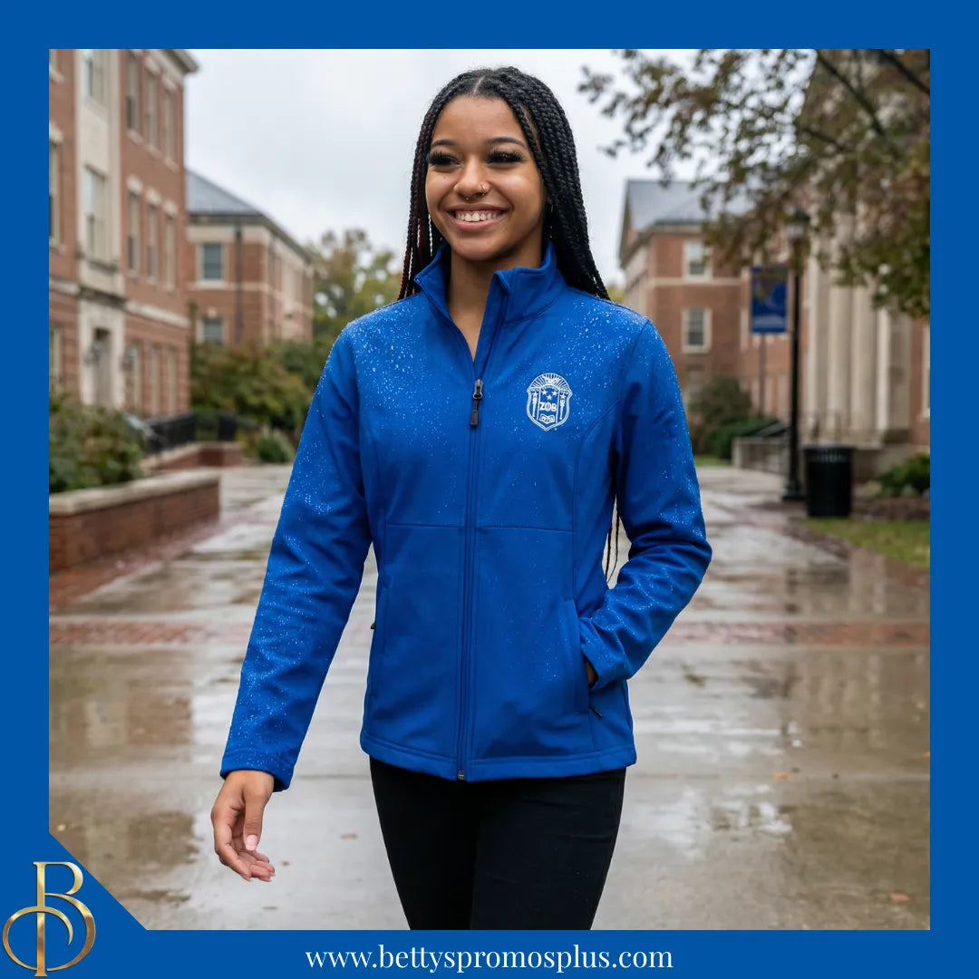 Zeta Phi Beta ΖΦΒ Full-Zip Water Resistant Rain Jacket with Embroidered Shield-Zeta Phi Beta Paraphernalia-Zeta Phi Beta Rain Coats-Betty's Promos Plus