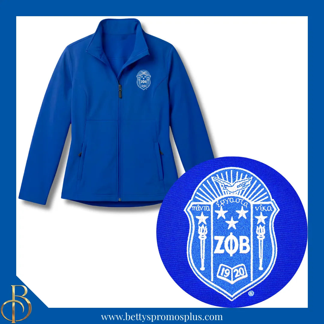 Zeta Phi Beta ΖΦΒ Full-Zip Water Resistant Rain Jacket with Embroidered Shield-Zeta Phi Beta Paraphernalia-Zeta Phi Beta Rain Coats-Betty's Promos Plus