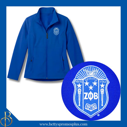 Zeta Phi Beta ΖΦΒ Full-Zip Water Resistant Rain Jacket with Embroidered Shield-Zeta Phi Beta Paraphernalia-Zeta Phi Beta Rain Coats-Betty's Promos Plus