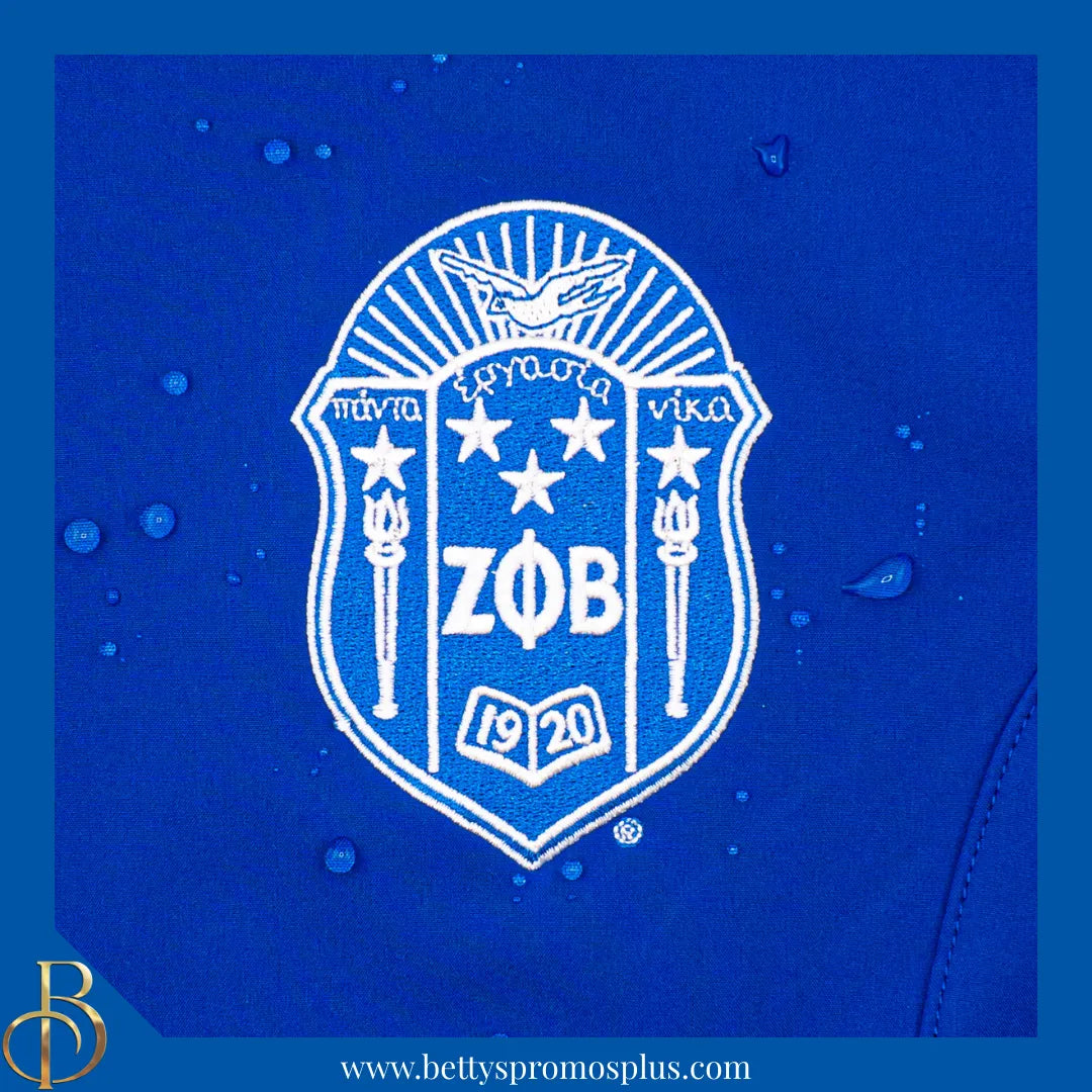 Zeta Phi Beta ΖΦΒ Full-Zip Water Resistant Rain Jacket with Embroidered Shield-Zeta Phi Beta Paraphernalia-Zeta Phi Beta Rain Coats-Betty's Promos Plus