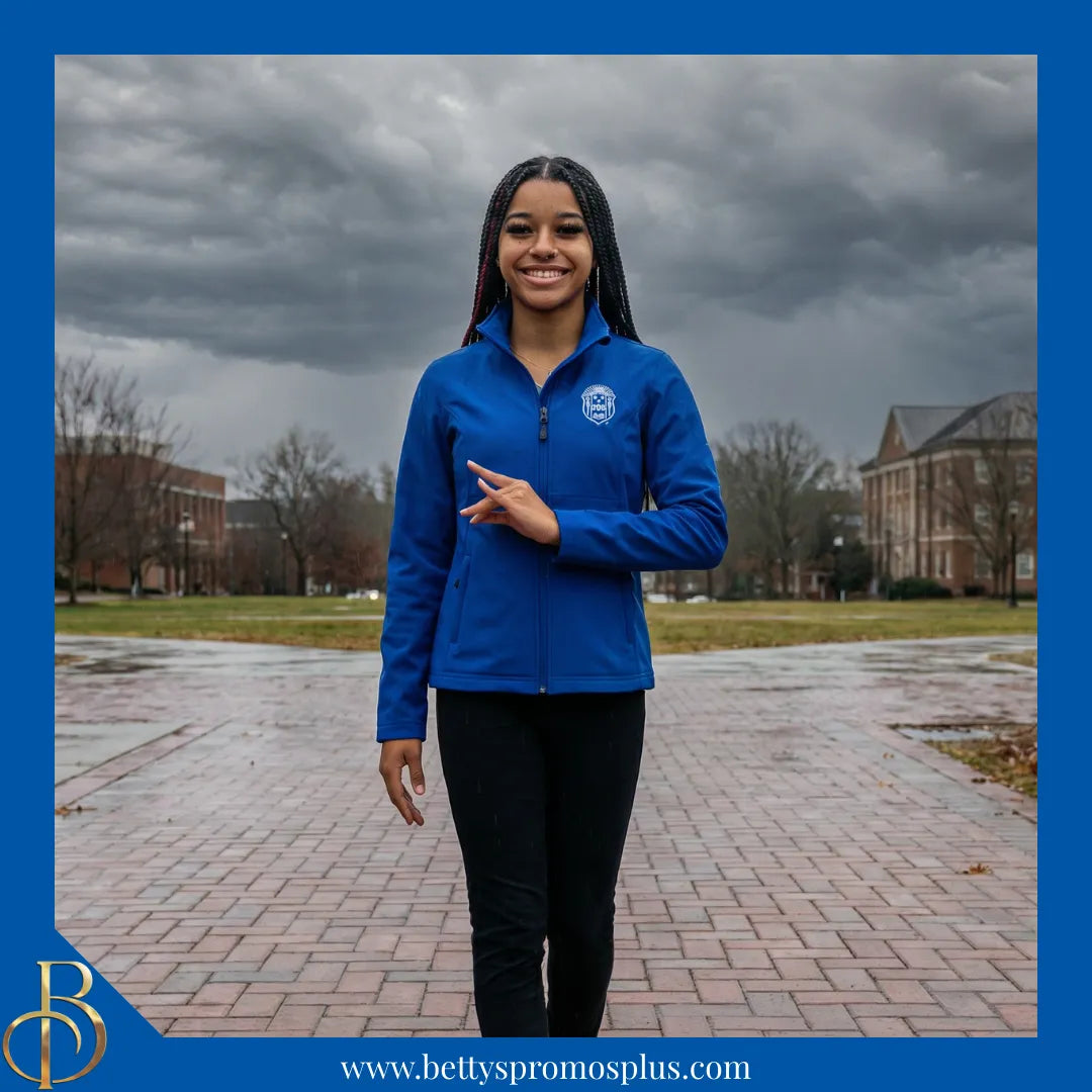 Zeta Phi Beta ΖΦΒ Full-Zip Water Resistant Rain Jacket with Embroidered Shield-Zeta Phi Beta Paraphernalia-Zeta Phi Beta Rain Coats-Betty's Promos Plus