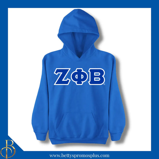 Zeta Phi Beta ΖΦΒ Greek Letter Double-Stitched Embroidered Hoodie-Blue-Small-Zeta Phi Beta Paraphernalia-Zeta Phi Beta Hoodie-Betty's Promos Plus