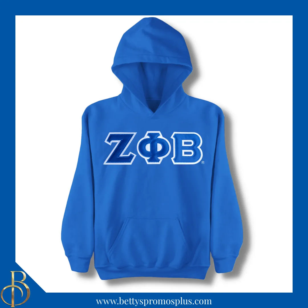 Zeta Phi Beta ΖΦΒ Greek Letter Double-Stitched Embroidered Hoodie-Blue-Small-Zeta Phi Beta Paraphernalia-Zeta Phi Beta Hoodie-Betty's Promos Plus