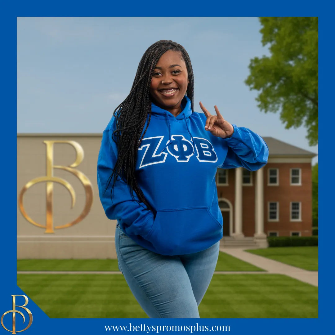 Zeta Phi Beta ΖΦΒ Greek Letter Double-Stitched Embroidered Hoodie-Zeta Phi Beta Paraphernalia-Zeta Phi Beta Hoodie-Betty's Promos Plus