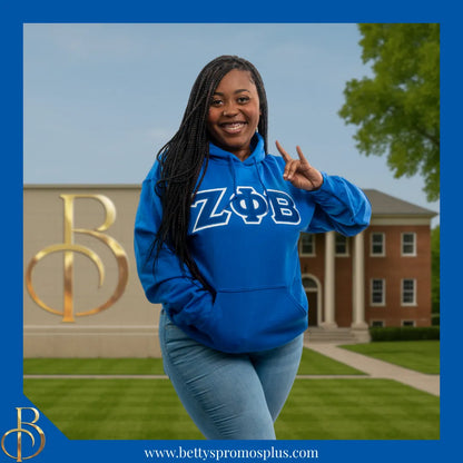 Zeta Phi Beta ΖΦΒ Greek Letter Double-Stitched Embroidered Hoodie-Zeta Phi Beta Paraphernalia-Zeta Phi Beta Hoodie-Betty's Promos Plus