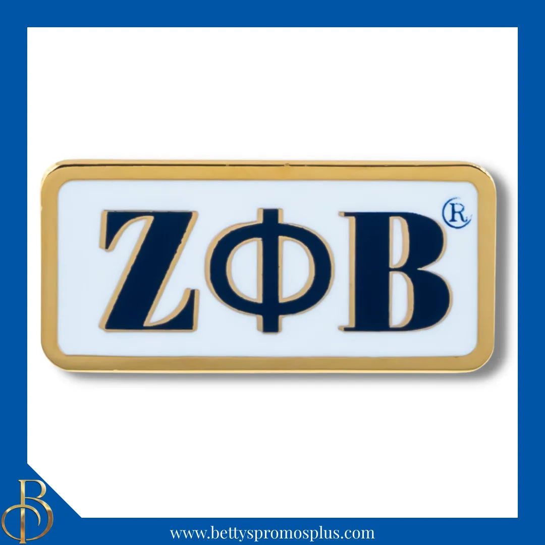 Zeta Phi Beta ΖΦΒ Greek Letters Bar Lapel Pin-White-Zeta Phi Beta Paraphernalia-Zeta Phi Beta Lapel Pin-Betty's Promos Plus