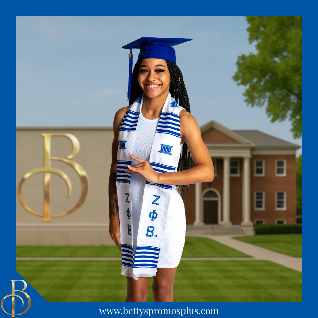 Zeta Phi Beta ΖΦΒ Greek Letters Kente Cloth Graduation Stole-Zeta Phi Beta Paraphernalia-Zeta Phi Beta Graduation Stole-Betty's Promos Plus