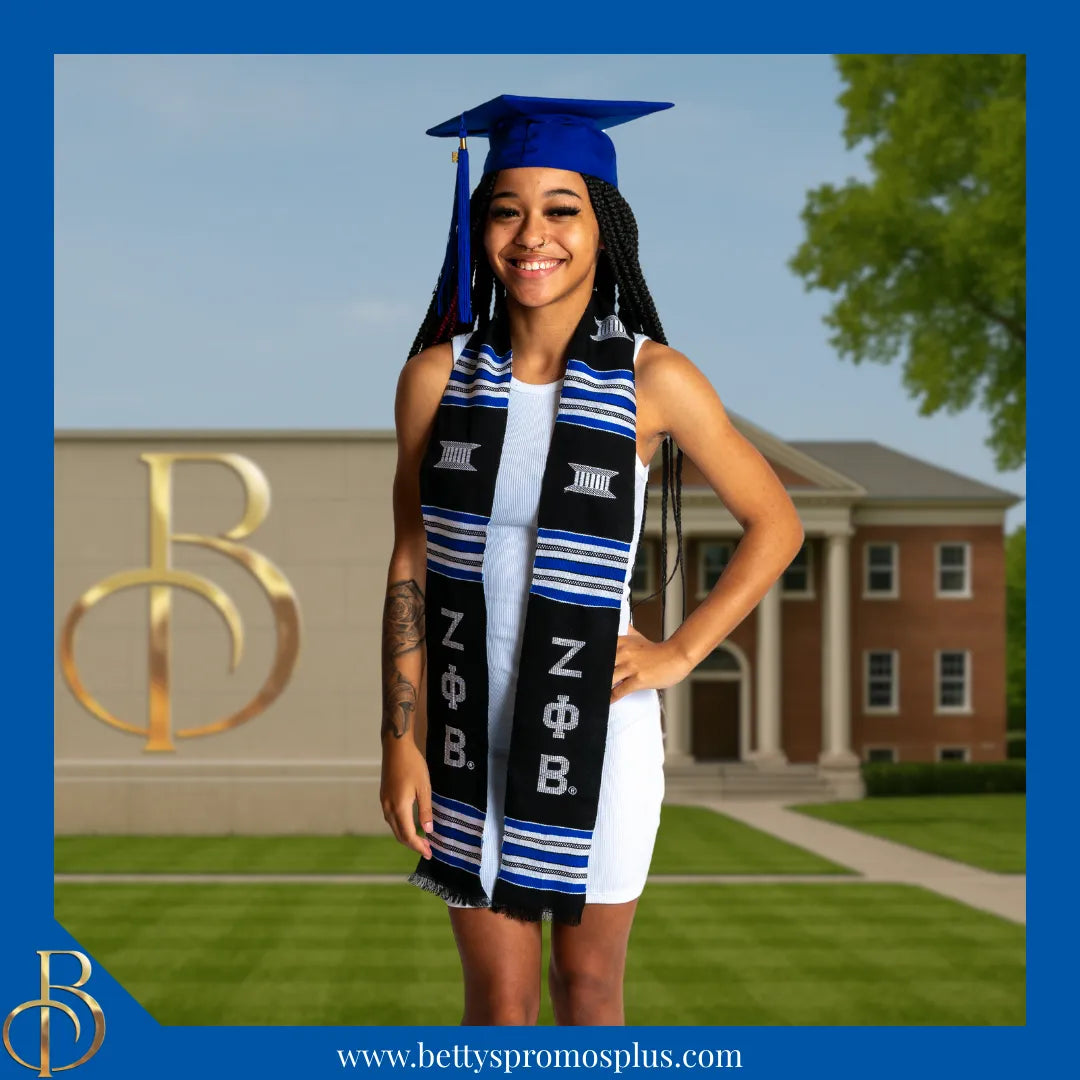 Zeta Phi Beta ΖΦΒ Greek Letters Kente Cloth Graduation Stole-Zeta Phi Beta Paraphernalia-Zeta Phi Beta Graduation Stole-Betty's Promos Plus