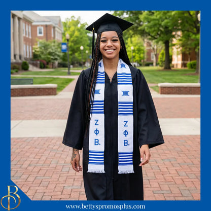 Zeta Phi Beta ΖΦΒ Greek Letters Kente Cloth Graduation Stole-Zeta Phi Beta Paraphernalia-Zeta Phi Beta Graduation Stole-Betty's Promos Plus
