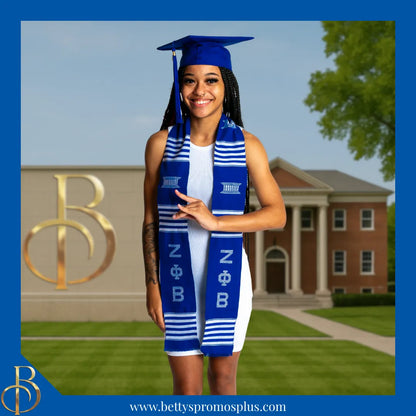 Zeta Phi Beta ΖΦΒ Greek Letters Kente Cloth Graduation Stole-Zeta Phi Beta Paraphernalia-Zeta Phi Beta Graduation Stole-Betty's Promos Plus