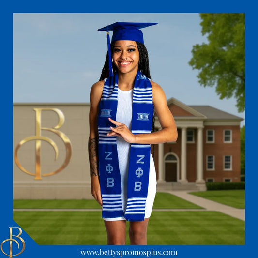 Zeta Phi Beta ΖΦΒ Greek Letters Kente Cloth Graduation Stole-Zeta Phi Beta Paraphernalia-Zeta Phi Beta Graduation Stole-Betty's Promos Plus