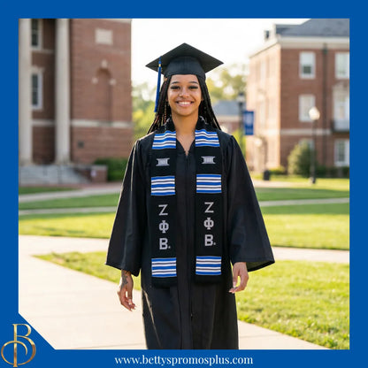 Zeta Phi Beta ΖΦΒ Greek Letters Kente Cloth Graduation Stole-Zeta Phi Beta Paraphernalia-Zeta Phi Beta Graduation Stole-Betty's Promos Plus