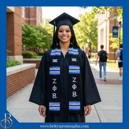 Zeta Phi Beta ΖΦΒ Greek Letters Kente Cloth Graduation Stole-Zeta Phi Beta Paraphernalia-Zeta Phi Beta Graduation Stole-Betty's Promos Plus