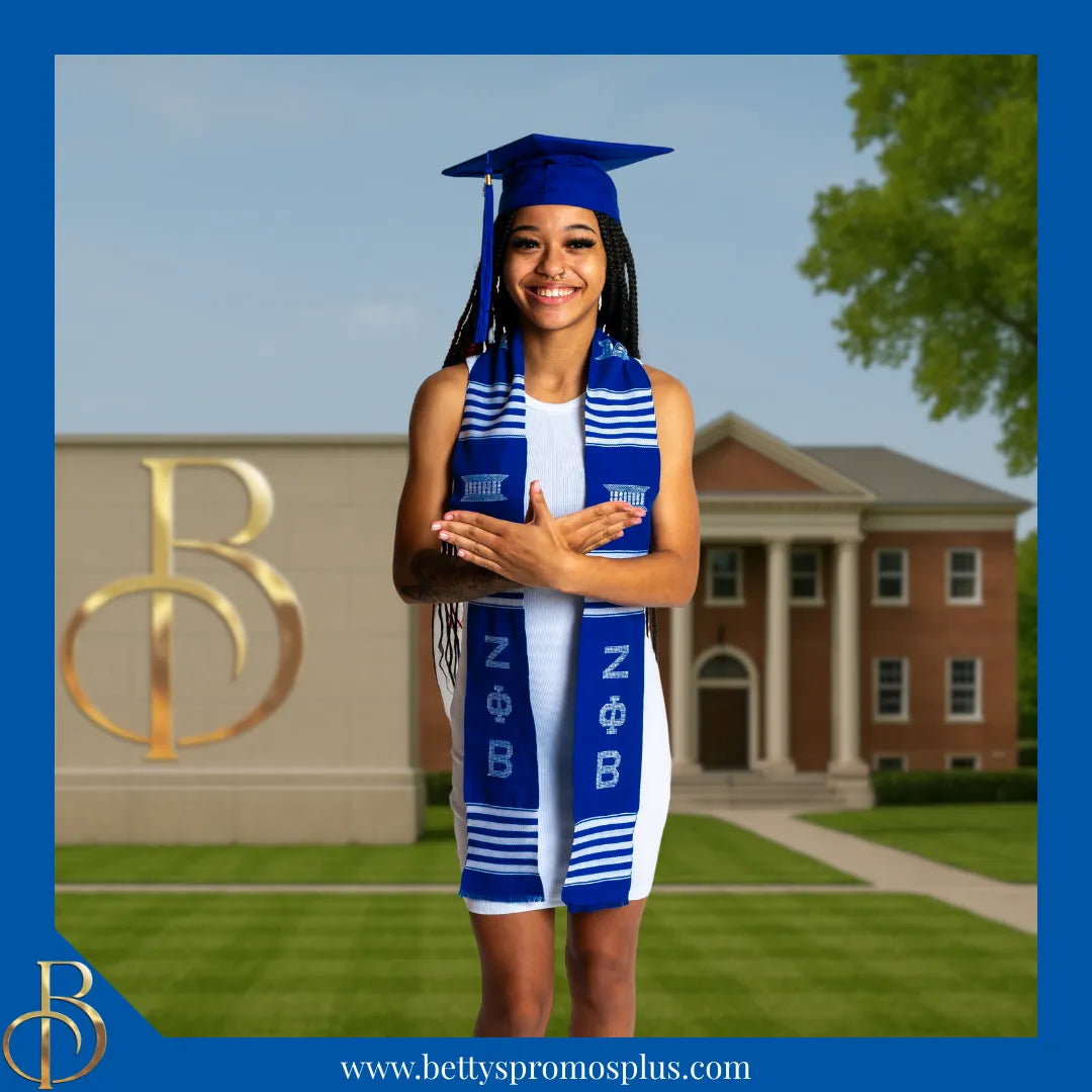 Zeta Phi Beta ΖΦΒ Greek Letters Kente Cloth Graduation Stole-Zeta Phi Beta Paraphernalia-Zeta Phi Beta Graduation Stole-Betty's Promos Plus